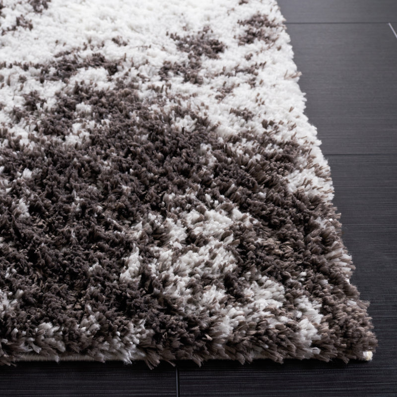 Rosa Abstract Flatweave Gray/Dark Gray/White Area Rug, Round 7'