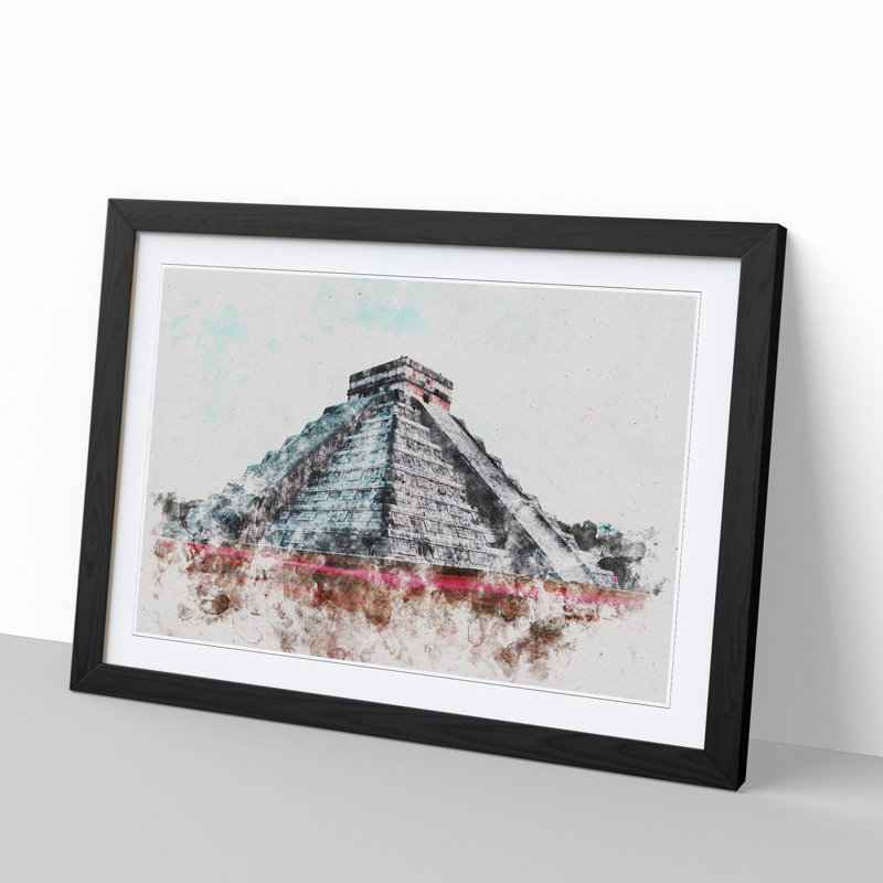 Chichen Itza in Mexico - Picture Frame Painting, 36cm H x 48cm W x 2cm D, Black Framed