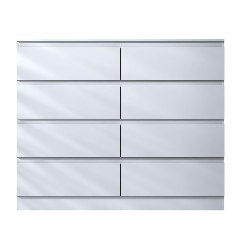 Takeyla 8 Drawer Wide 4+4 Chest Of Drawers, White