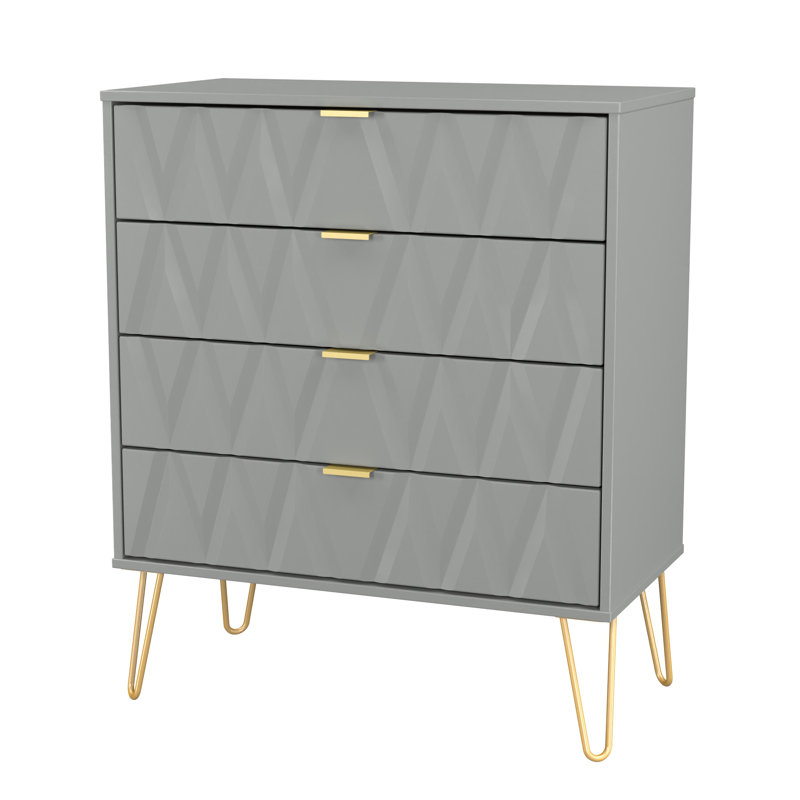Aleza 77 cm W Chest of 4 Drawers, Grey