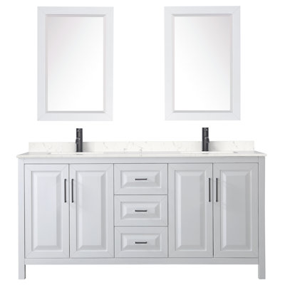 Daria 72'' Double Bathroom Vanity with Carrara Marble Top