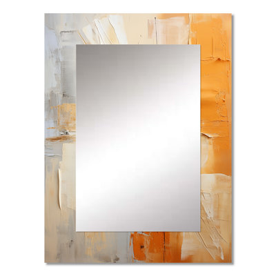 Glam Orange Beige Collage IV - Fashion Decorative Wall Mirror, Glam Mirror, Printed Metal Art