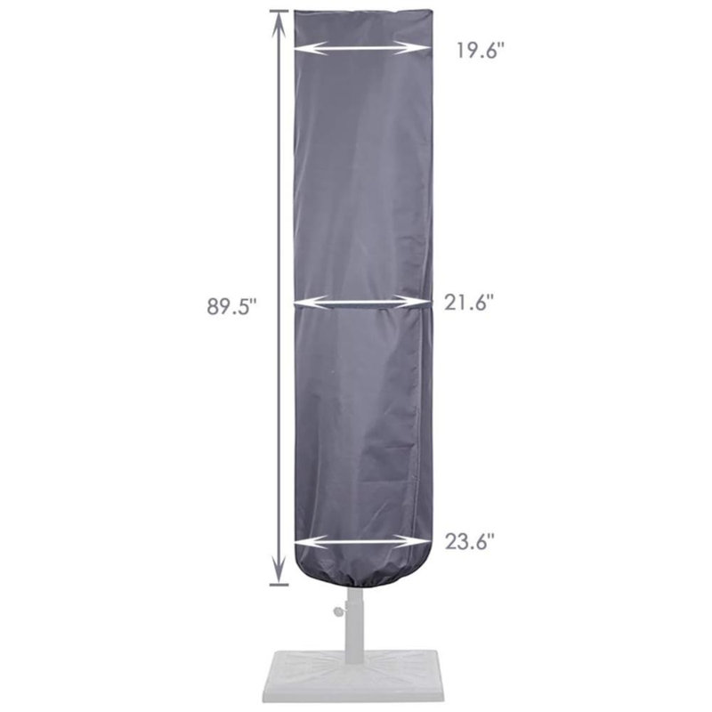 Patio Umbrella Cover With Rod For 7 To 11 Ft Umbrellas & 15 Ft Double-Sided Umbrellas, 600D Protective Waterproof Cover With Zipper, Gray
