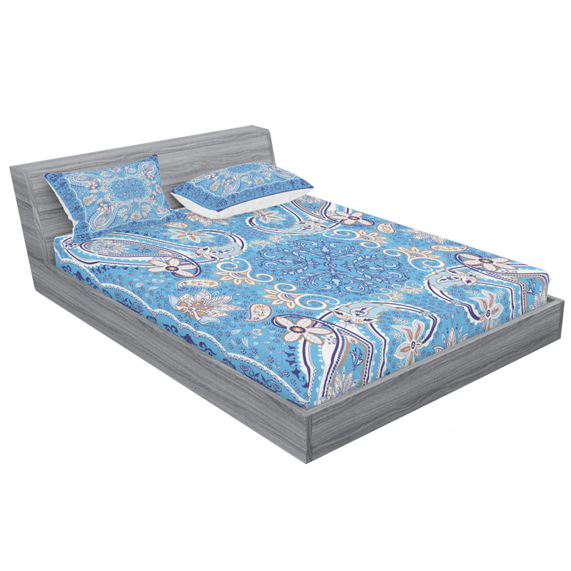 Microfiber Paisley Sheet Set, Queen Sheet Set with Fitted Sheet