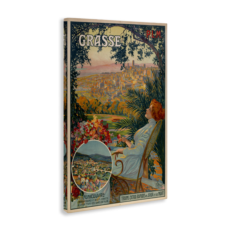Publicité rétro sur toile Grasse, conception par Marcus Jules, H 24 po x l 16 po
