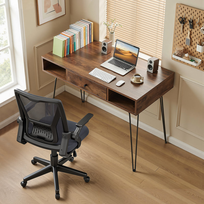 Home Office Desk Set With 1 Office Chair, Modern Desk Computer Desk With Drawers And Storage Shelves, Writing Table With Chair For Home Office