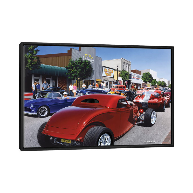 « car show » 98», reproduction d’impression sur toile, H 18 po x l 26 po x P 1,5 po, Cadre noir