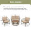 Ensemble de conversation d'extérieur 4 personnes avec coussins amovibles, ensemble de patio conversation avec plateau en bois d'inspiration bohémienne, beige