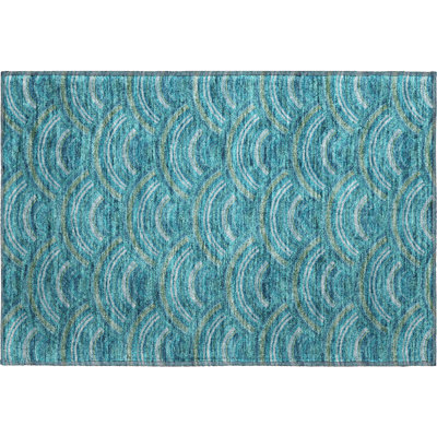 Tapis bleu sarcelle lavable à la machine de qualité supérieure Prisco