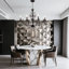 Lustre 8 lumières en cristal noir rétro, plafonnier suspendu en fer pour la salle à manger et le salon