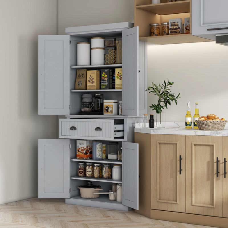 Armoire de rangement autoportante avec tiroir 72 po, gris