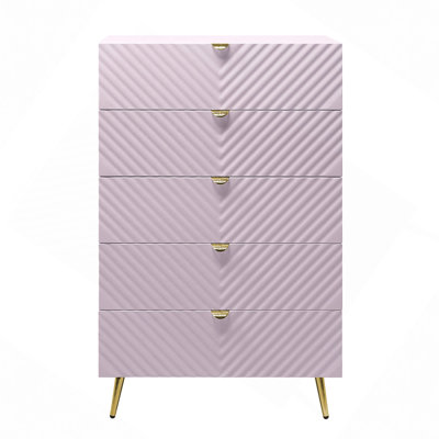 Drawer Dresser, Gaines Pink High Gloss Finish Chest