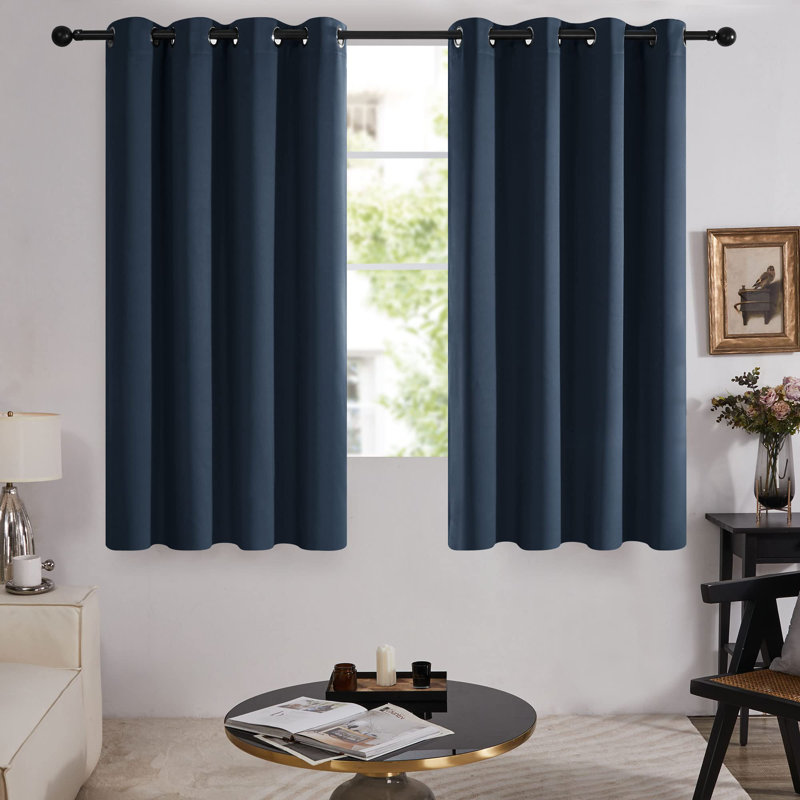 100 Percent Blackout with Liner Grommet Curtain Panel (Set of 4), 52" W x 54" L, Navy Blue