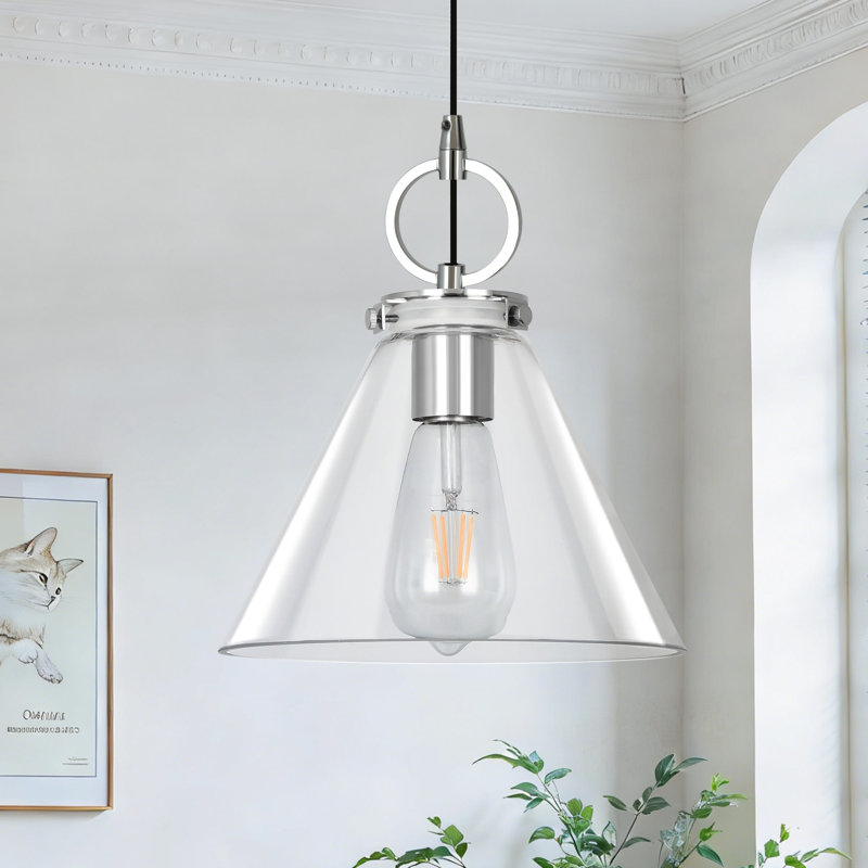 1-Light Modern Pendant Light With Cone Lampshade ,Adjustable Pendant Light Fixture For Kitchen Island Dinning Room Bedroom