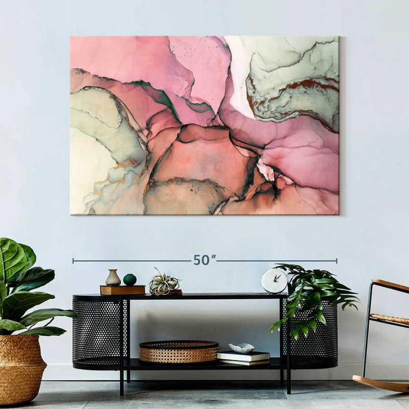 Avery Textured Pink Abstract, 34" H x 51" W