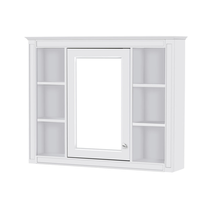 Armoire de salle de bain murale avec miroir, Blanc