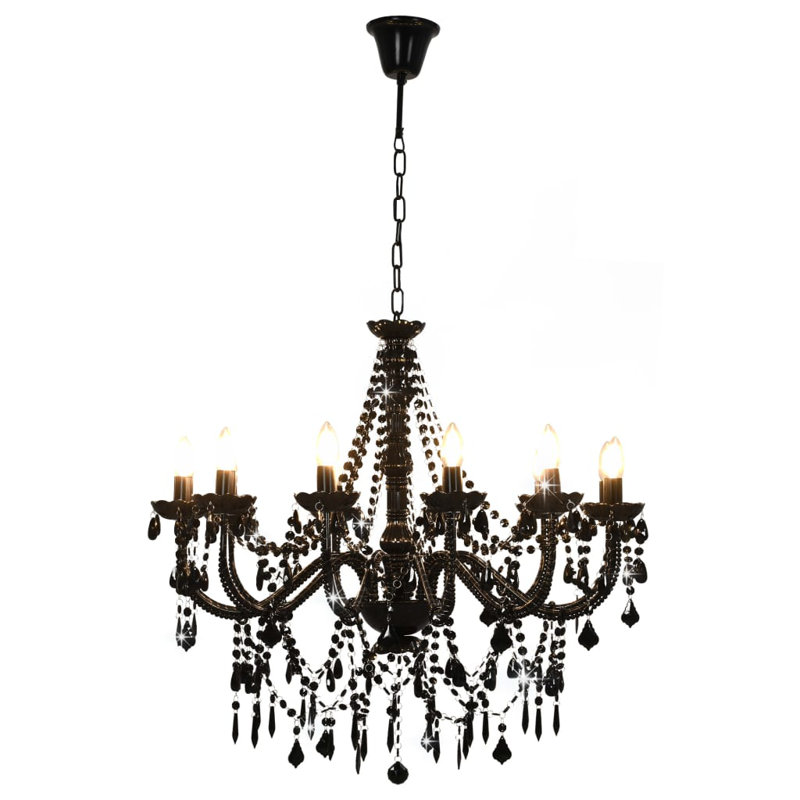 Shah 12 - Light Candle Style Chandelier, Black