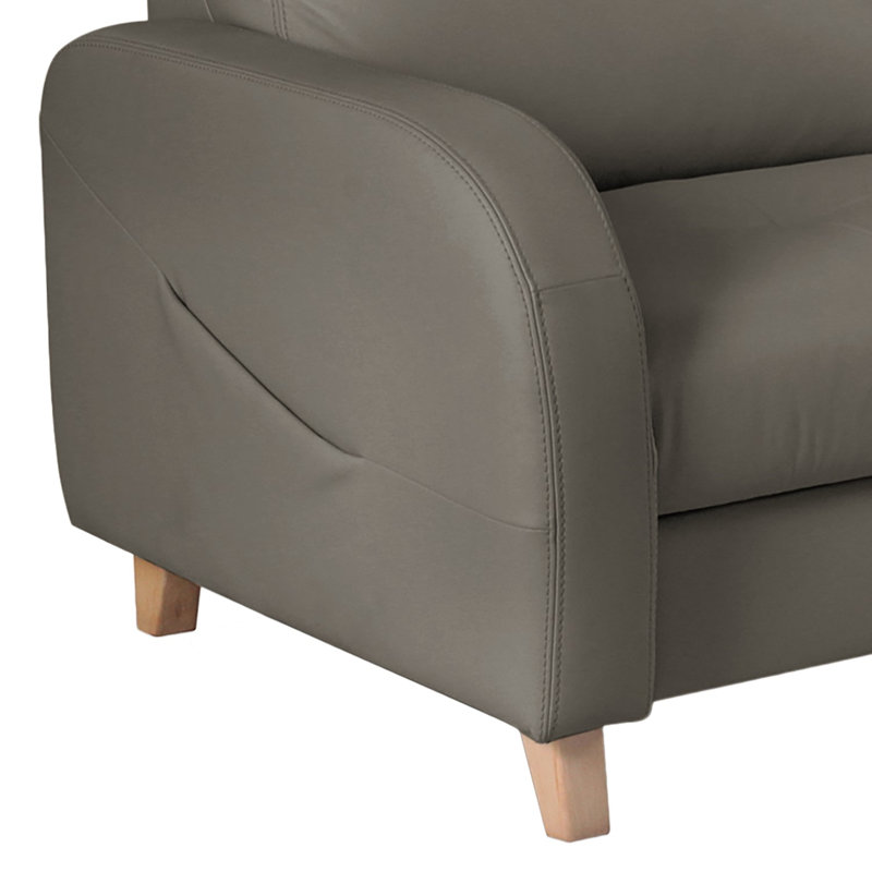 Roger Leather Corner Sofa, Grey, Right Hand Facing