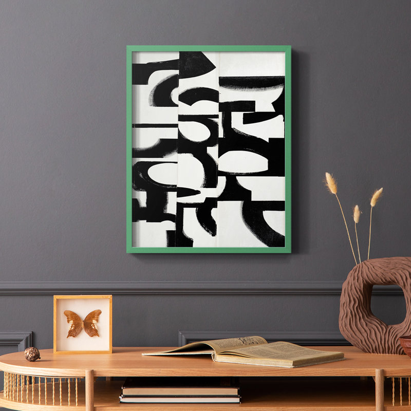 Prosperous Elements V9 Framed Print - Solid Wood, Green Single Picture Framed, 10" H x 8" W