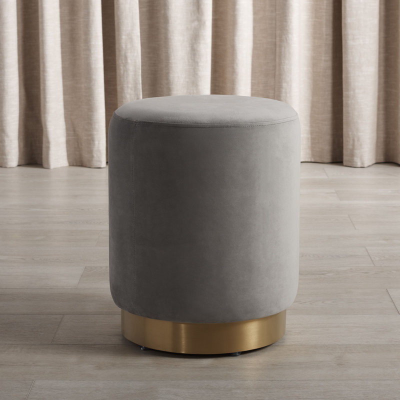 Skye Velvet Ottoman, Light Gray
