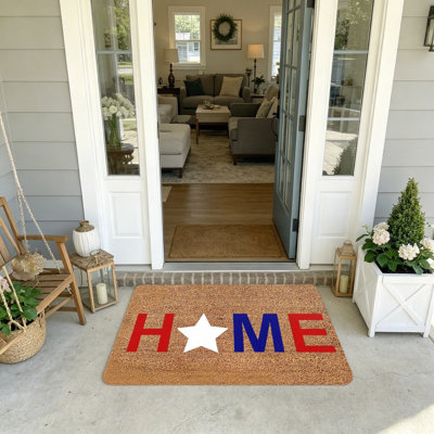 Simple Solid Patriotic Print Red White Blue 20"X 32" Entry Welcome Mat for Universal Holiday Matching