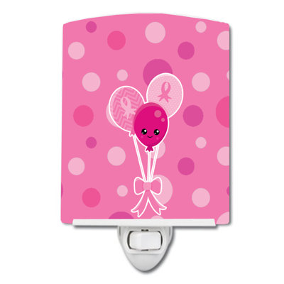 Breast Cancer Awareness Ribbon Balloons Ceramic Night Light