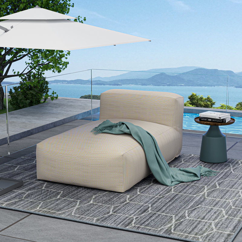 Outdoor Olefin Chaise Lounge, Light Orange