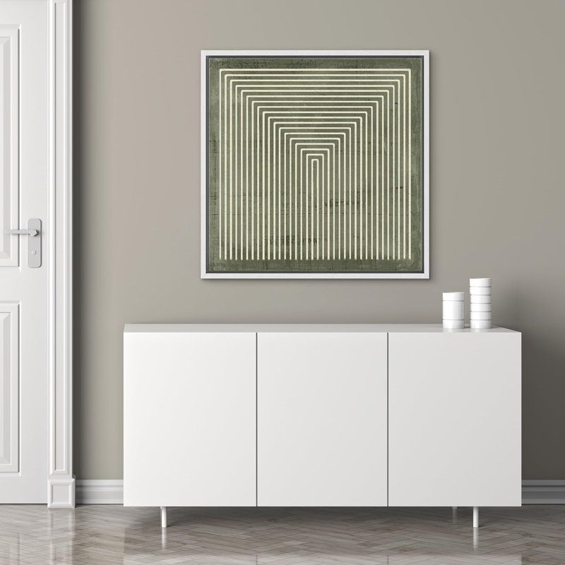 «Abstract Geometric Concentric Squares», reproduction d'art sur toile encadrée, Blanc, H 16 po x l 16 po