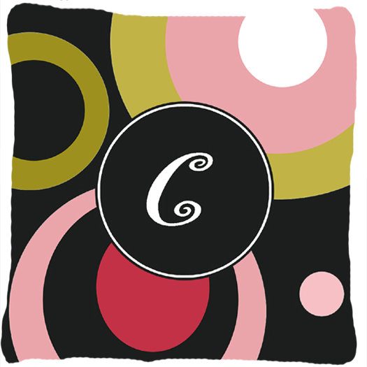 Monogramme rétro en noir intérieur/extérieur Throw Pillow, C
