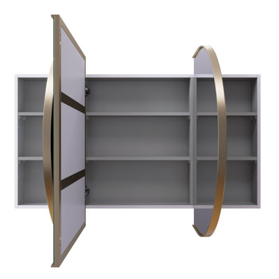 Recessed Framed 2 of Doors Medicine Cabinet with Adjustable Shelves