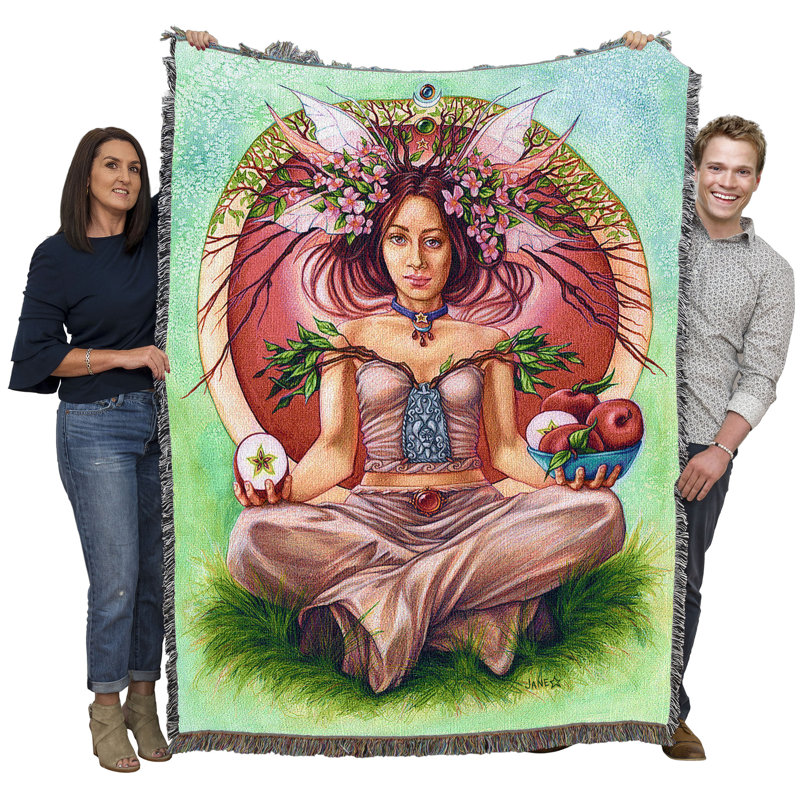 Pure Country Weavers Apple Tree FAE Fairy Blanket by Jane Starr Weils - Gift Fantasy Tapestry Throw Woven from Cotton - Made in The USA (72x54)