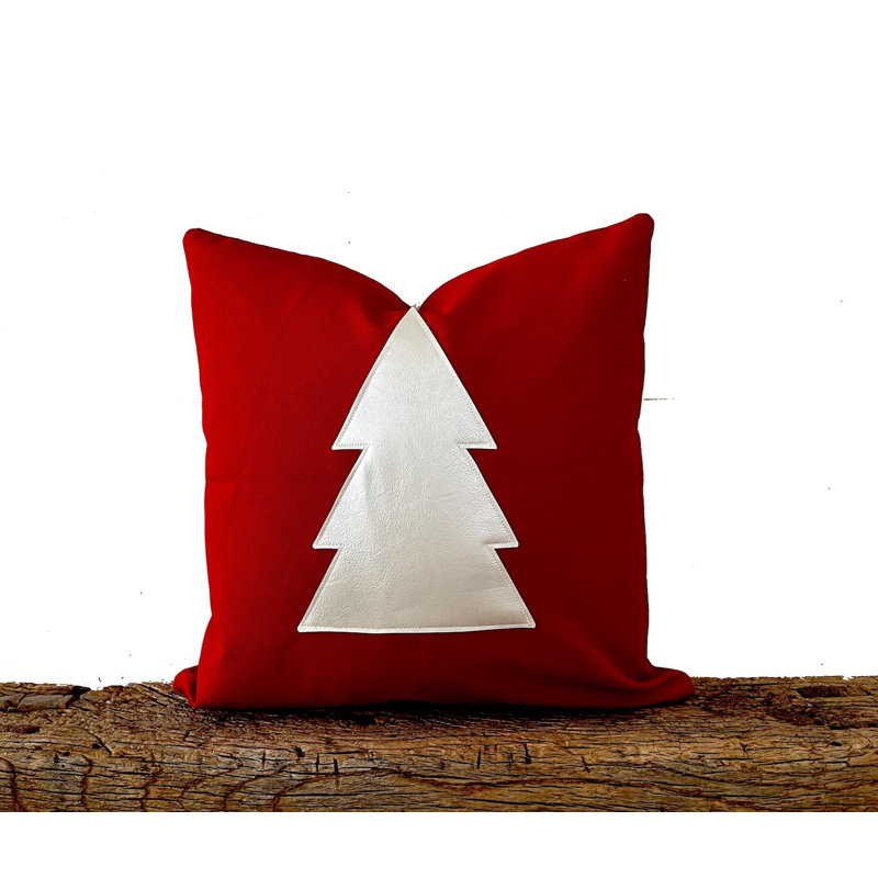 Housse de coussin arbre de Noël rouge, H 21 po x l 21 po