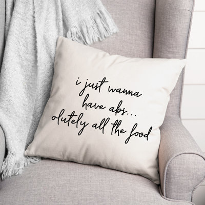 Black And White Typography Collection All the Food Throw Pillow