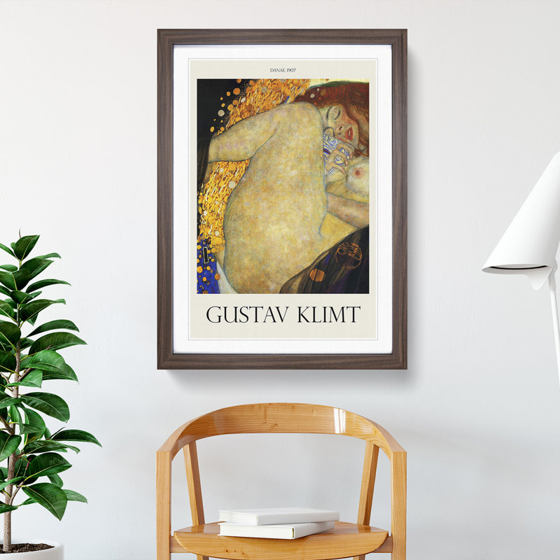 Danae Vol.1 by Gustav Klimt - Single Picture Frame Print, 65cm H x 48cm W x 2cm D, Walnut Framed