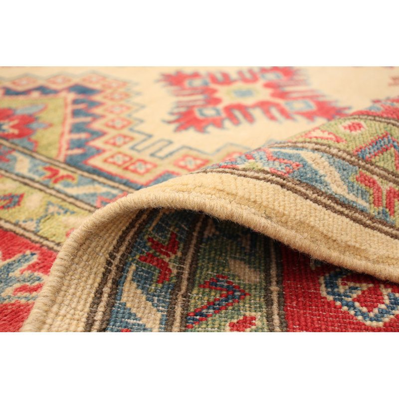 Tapis de zone en laine rouge/beige/brun 6 pi 8 po x 9 pi 9 po à la main-of-a-kind noué la 2010 Brosh