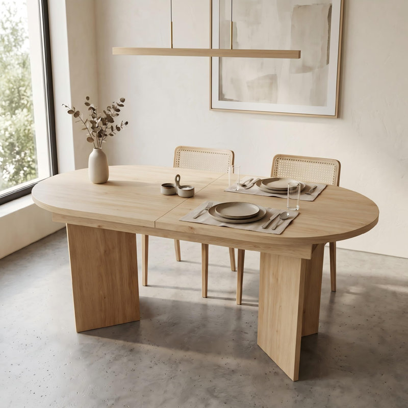 Extendable Dining Table, Natural Wood
