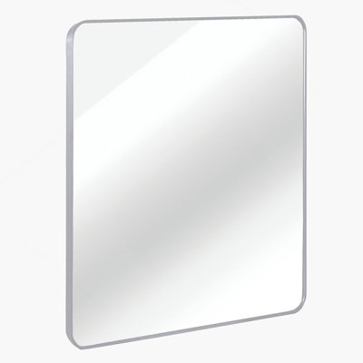 36In X 36In Inch Silver Metal Framed Square Bathrrom Mirror For Wall.