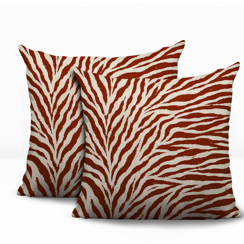 Oreiller réversible Jay Zebra, 16x16, Burnt Orange