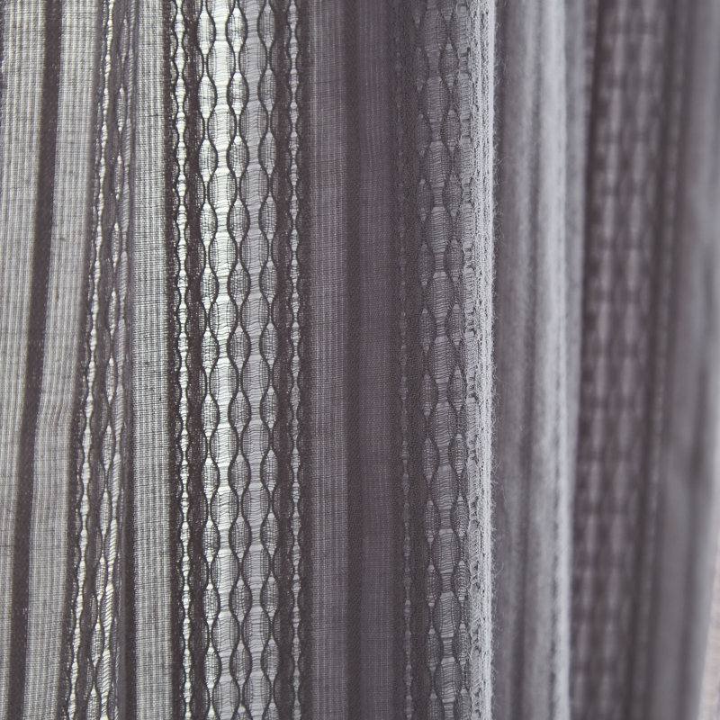 Zofia Broderie Slot Top Single Curtain Voile, Grey, 140cm Width x 122cm Drop