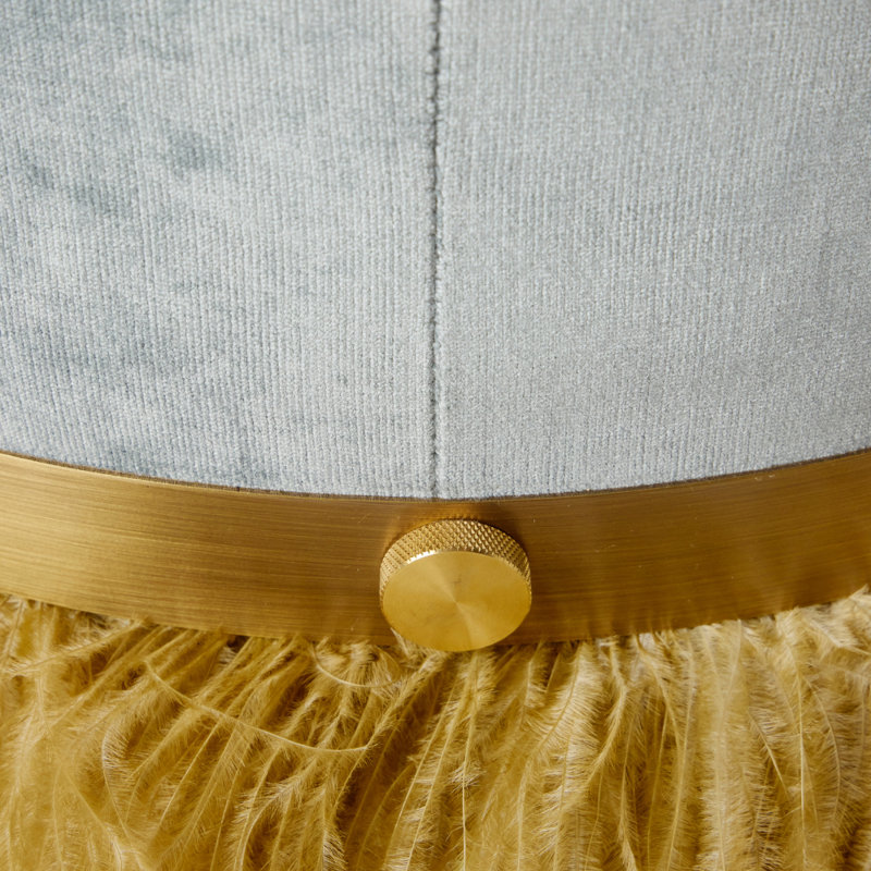 Ostrich Fluff Pouf, Silver/Gold