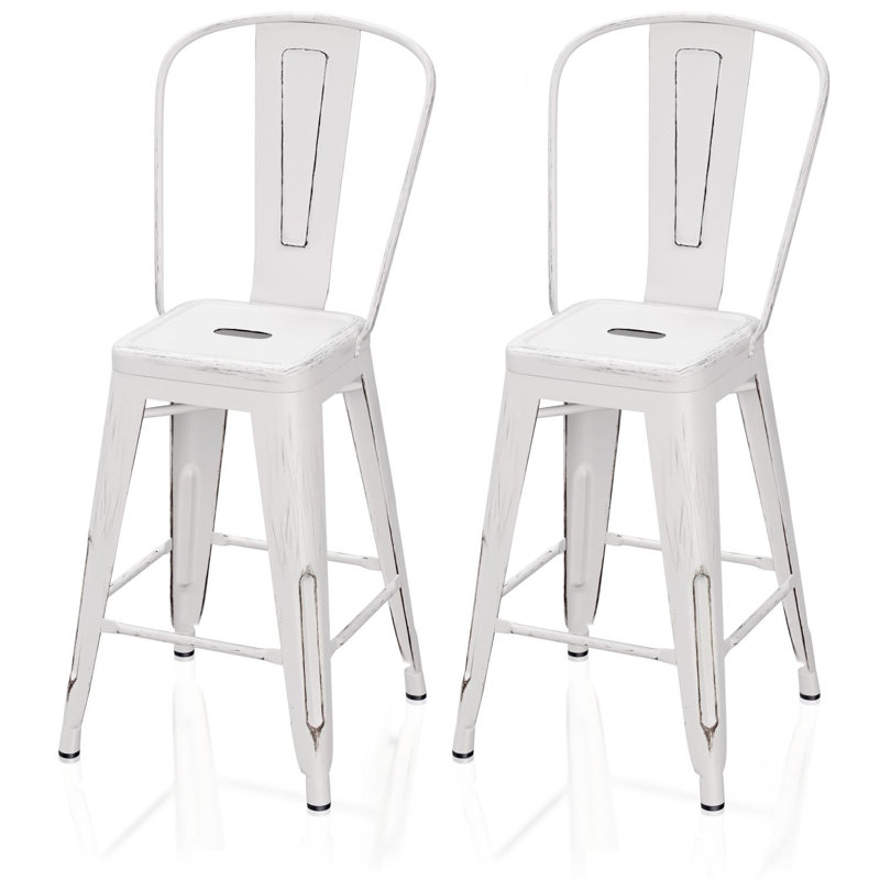 Tabouret de comptoir 24 po Frese, Blanc vieilli