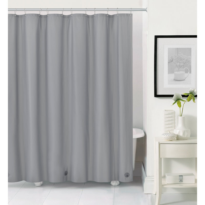 Batie Vinyl Solid Colour Shower Curtain Liner, Grey