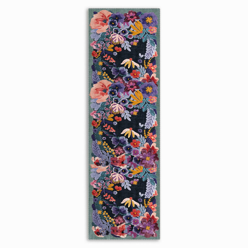 Pastel Softina Multicolor Floral Cotton Chenille Area Rug, Runner 4' x 8'11"