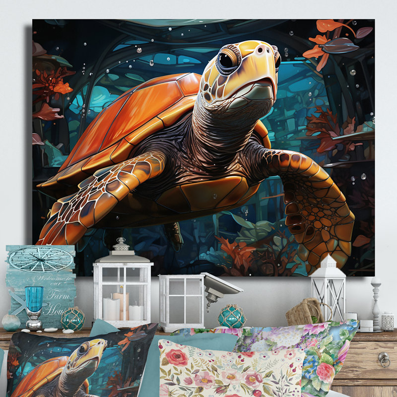 Décoration murale en métal Tortue Journey, H 24 po x l 32 po x P 1 po