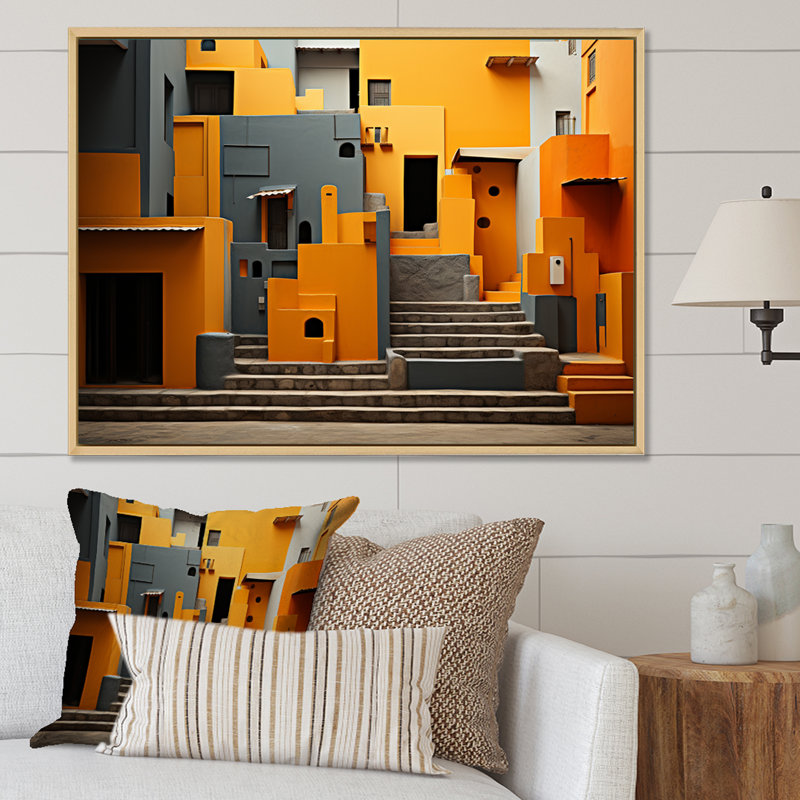«Yellow Cuba Colonial Architecture II», reproduction d'art sur toile, Cadre flottant blanc, H 12 po x l 20 po