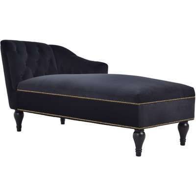 Chaise longue 58 pouces Velouris avec revêtement en velours et garniture cloutée