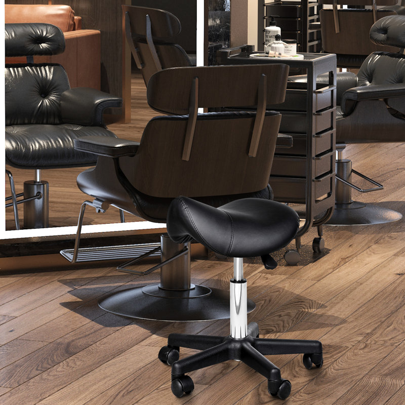 Tabouret ergonomique en similicuir à roulettes, réglable en hauteur, offrant une mobilité douce pour les spas, les salons, les massages