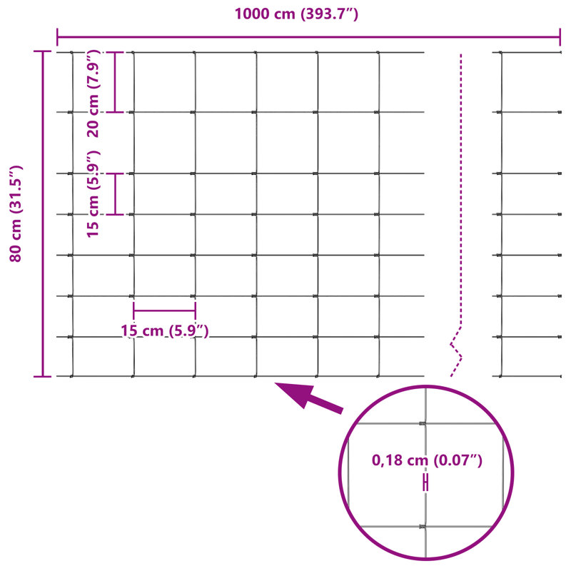Field Fence Galvanised Steel, 80cm H x 1000cm W