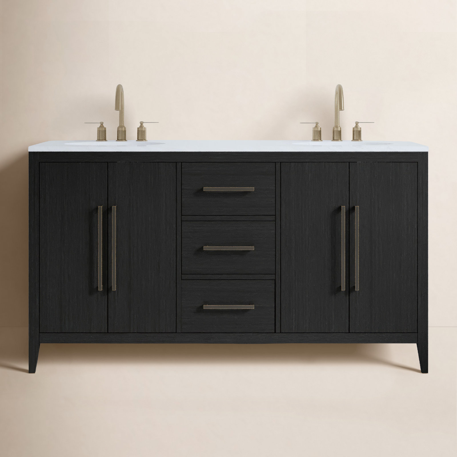 Alsup 60" Double Bathroom Vanity, Dark Weathered Oak