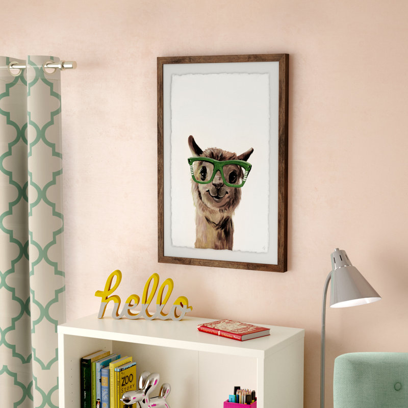 «Geeky Llama», reproduction encadrée, H 24 po x l 16 po x P 1,5 po, Cadre brun clair